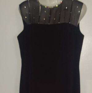 Gorgeous black evening dress with rhinestones neck